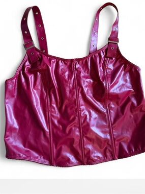 Torrid Magenta Faux Leather Pleather Bustier Tank